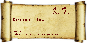 Kreiner Timur névjegykártya